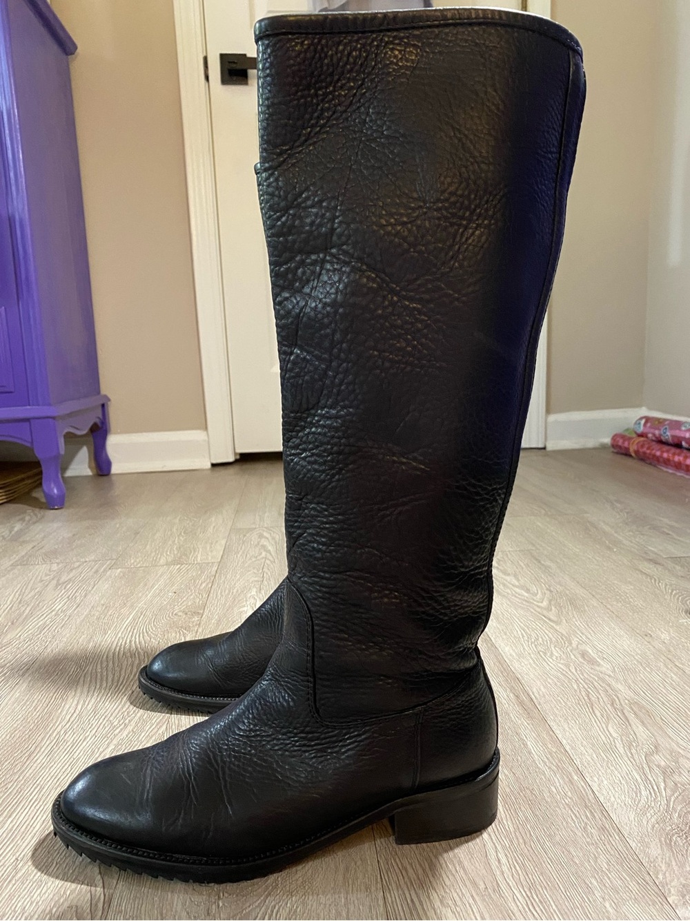 Pedro Garcia Tall Black Leather Pebbled Boots ~ Size 10